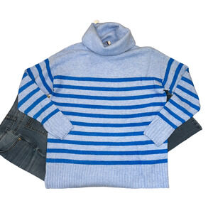 NWT LOFT Blue Stripe Cowl Neck Tunic Sweater